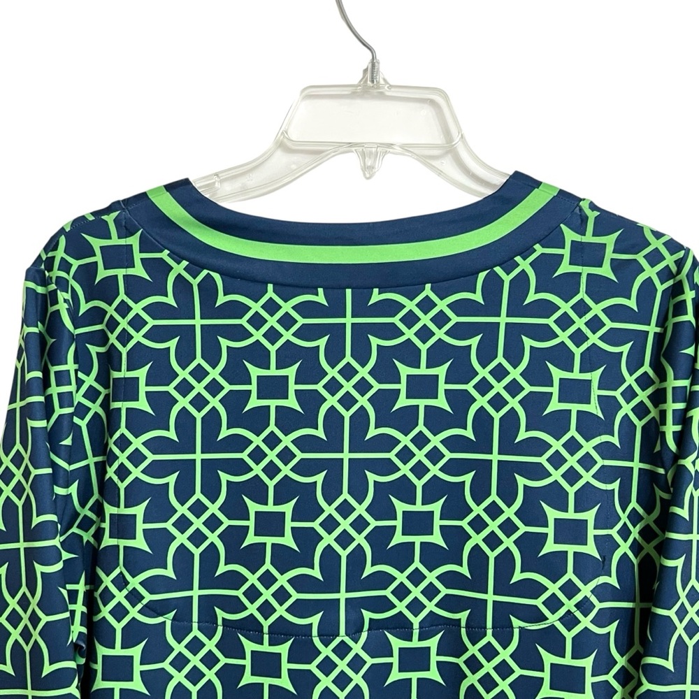 Gretchen Scott Designs Navy and Lime Geometric Mini Dress - Picture 4 of 6